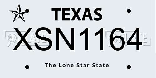 XSN1164 Texas License Plate