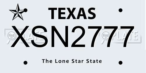 XSN2777 Texas License Plate
