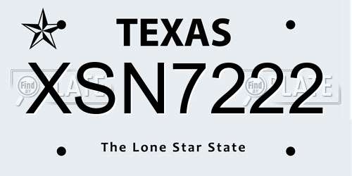 XSN7222 Texas License Plate