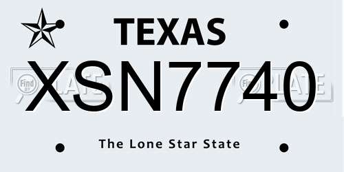 XSN7740 Texas License Plate