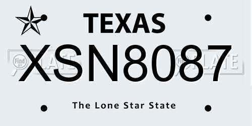 XSN8087 Texas License Plate