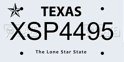 XSP4495 Texas License Plate