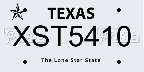 XST5410 Texas License Plate