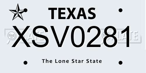 XSV0281 Texas License Plate