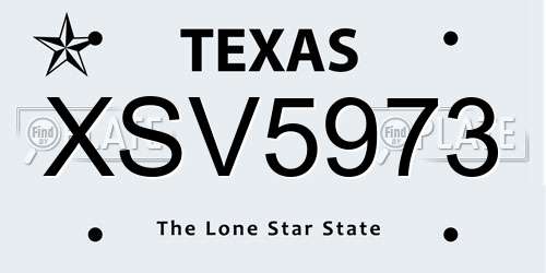 XSV5973 Texas License Plate