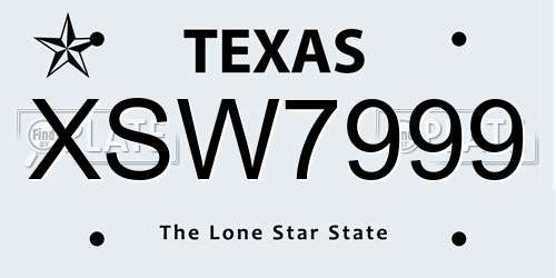 XSW7999 Texas License Plate