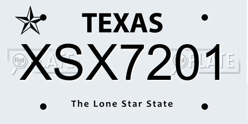 XSX7201 Texas License Plate