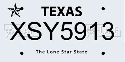 XSY5913 Texas License Plate