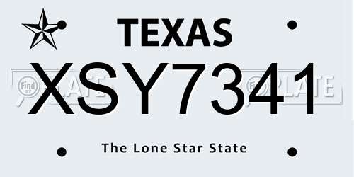 XSY7341 Texas License Plate