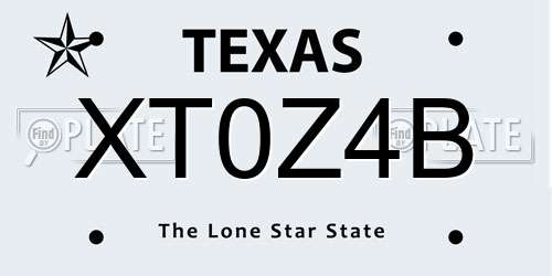 XT0Z4B Texas License Plate
