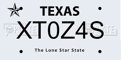XT0Z4S Texas License Plate