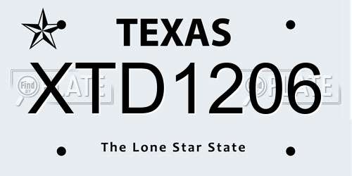 XTD1206 Texas License Plate