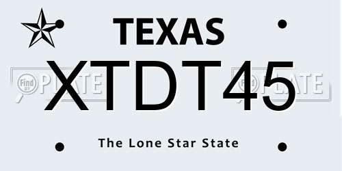 XTDT45 Texas License Plate