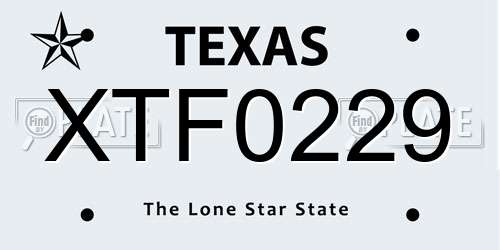 XTF0229 Texas License Plate