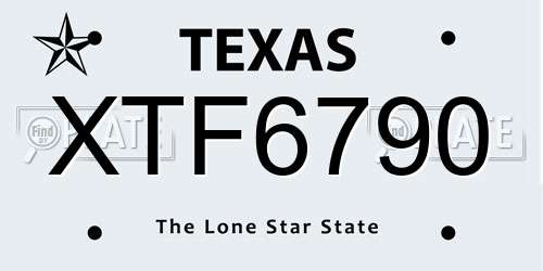 XTF6790 Texas License Plate