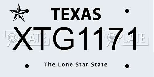 XTG1171 Texas License Plate