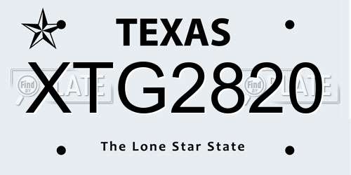 XTG2820 Texas License Plate