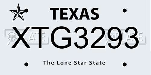 XTG3293 Texas License Plate