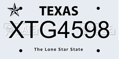 XTG4598 Texas License Plate