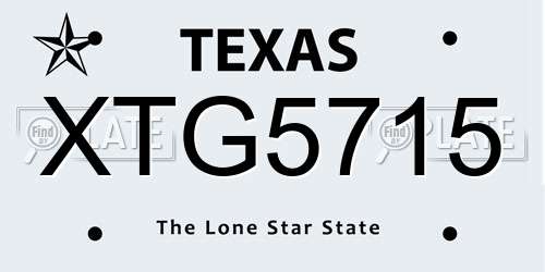 XTG5715 Texas License Plate