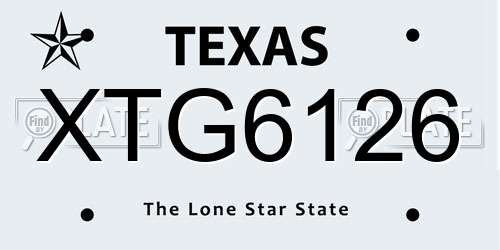 XTG6126 Texas License Plate
