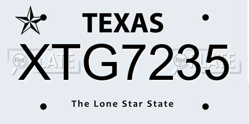 XTG7235 Texas License Plate