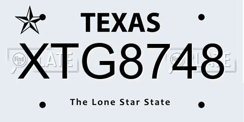 XTG8748 Texas License Plate