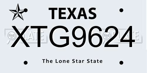 XTG9624 Texas License Plate