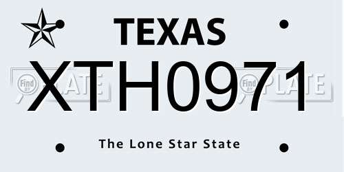 XTH0971 Texas License Plate