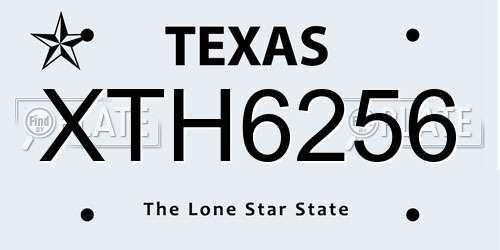 XTH6256 Texas License Plate