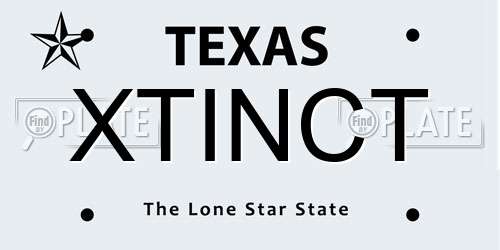 XTINCT Texas License Plate