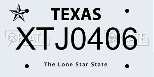 XTJ0406 Texas License Plate