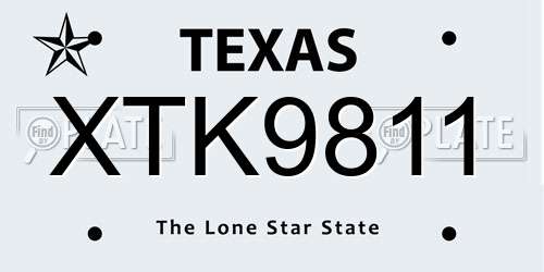 XTK9811 Texas License Plate