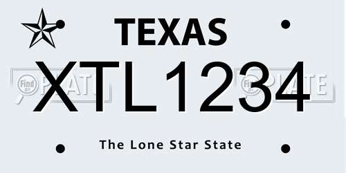 XTL1234 Texas License Plate