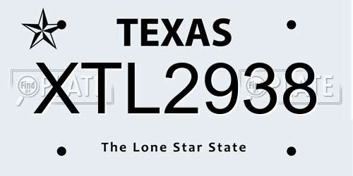 XTL2938 Texas License Plate