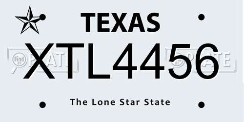 XTL4456 Texas License Plate