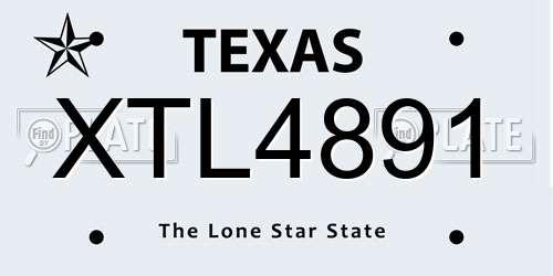 XTL4891 Texas License Plate