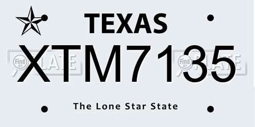 XTM7135 Texas License Plate