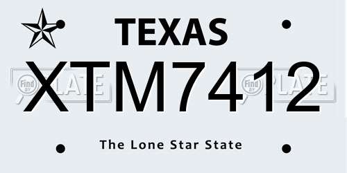 XTM7412 Texas License Plate