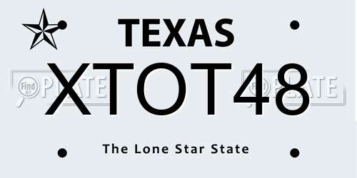 XTOT48 Texas License Plate