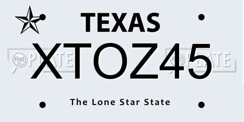 XTOZ45 Texas License Plate