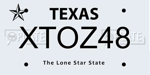 XTOZ48 Texas License Plate