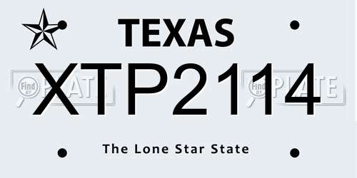 XTP2114 Texas License Plate