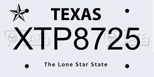 XTP8725 Texas License Plate
