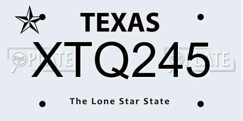 XTQ245 Texas License Plate