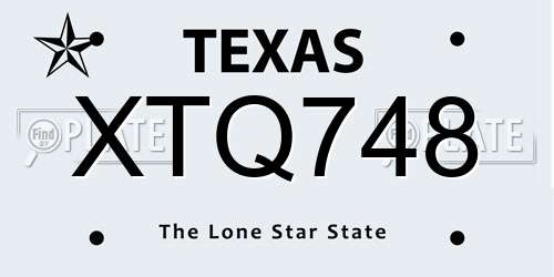XTQ748 Texas License Plate