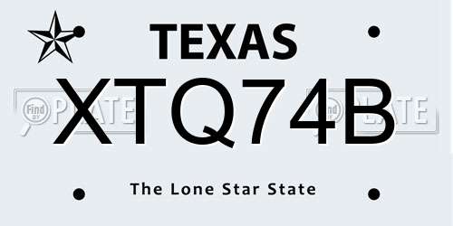 XTQ74B Texas License Plate