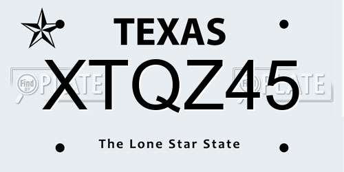 XTQZ45 Texas License Plate