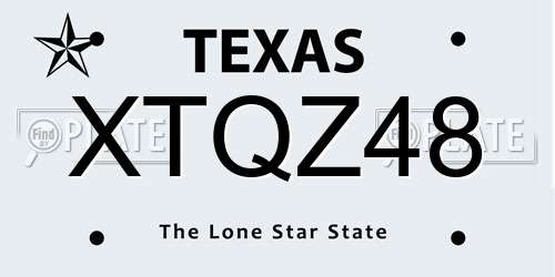 XTQZ48 Texas License Plate