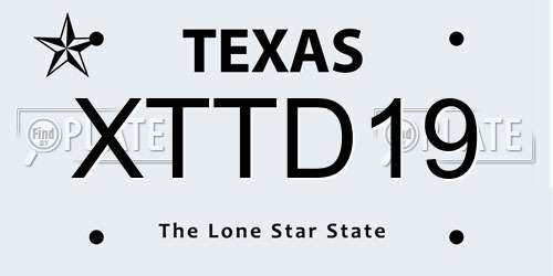 XTTD19 Texas License Plate
